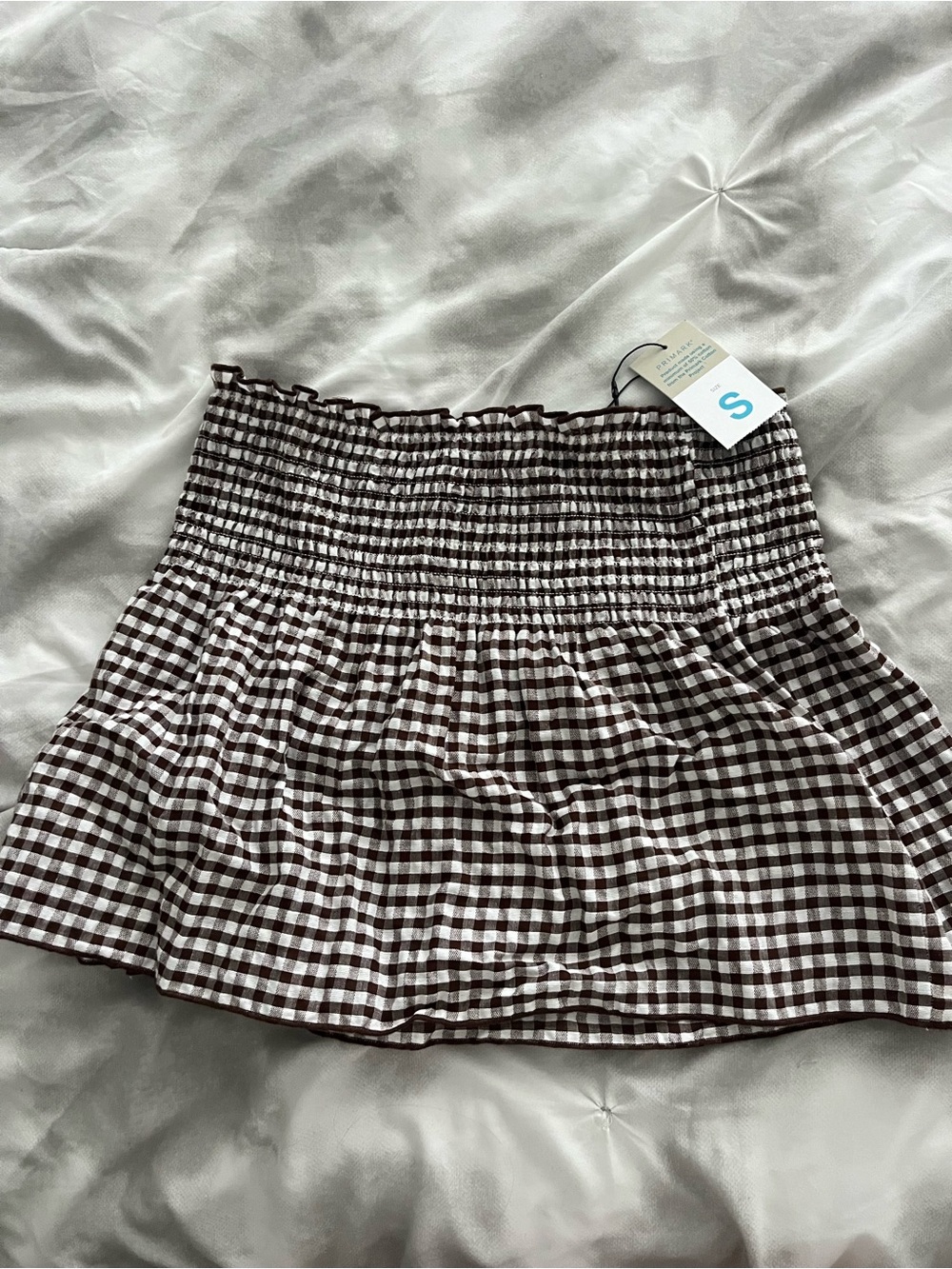 Gingham Skirt in Brown and White